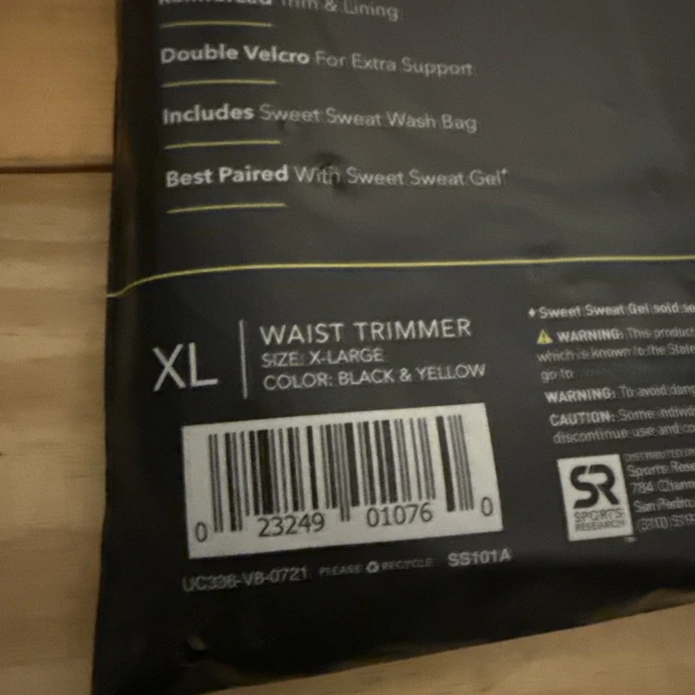 Sweet Sweat Waist Trimmer Band (Women & Men) - Trainer Belt - Black / Yellow XL